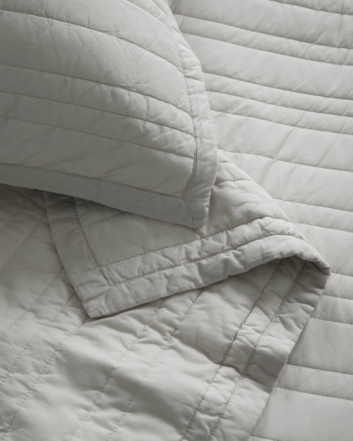 Organic Cotton Stripe Stitch Quilt Set - Twin / White