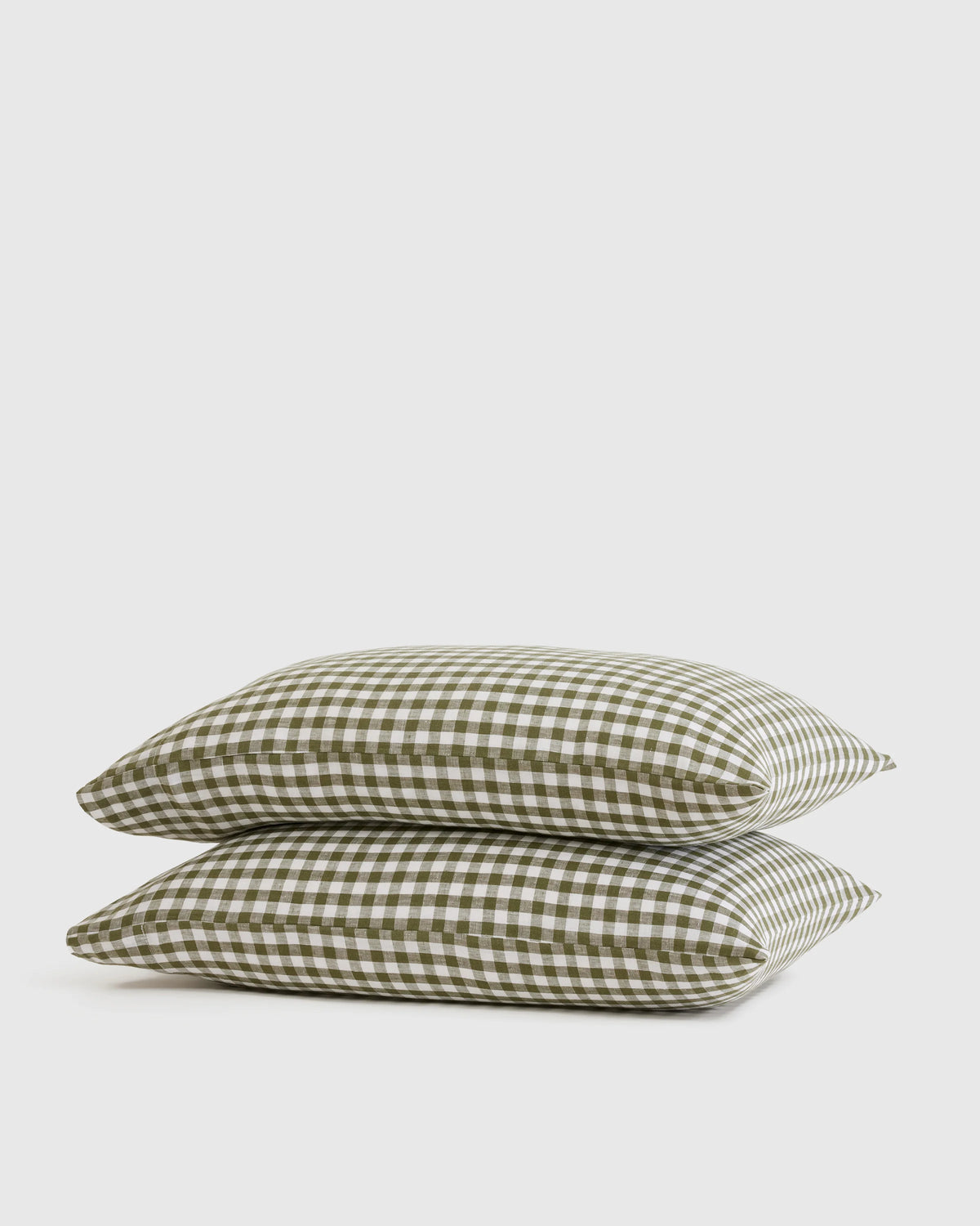 European Linen Gingham Pillowcase Set - Standard / Willowleaf