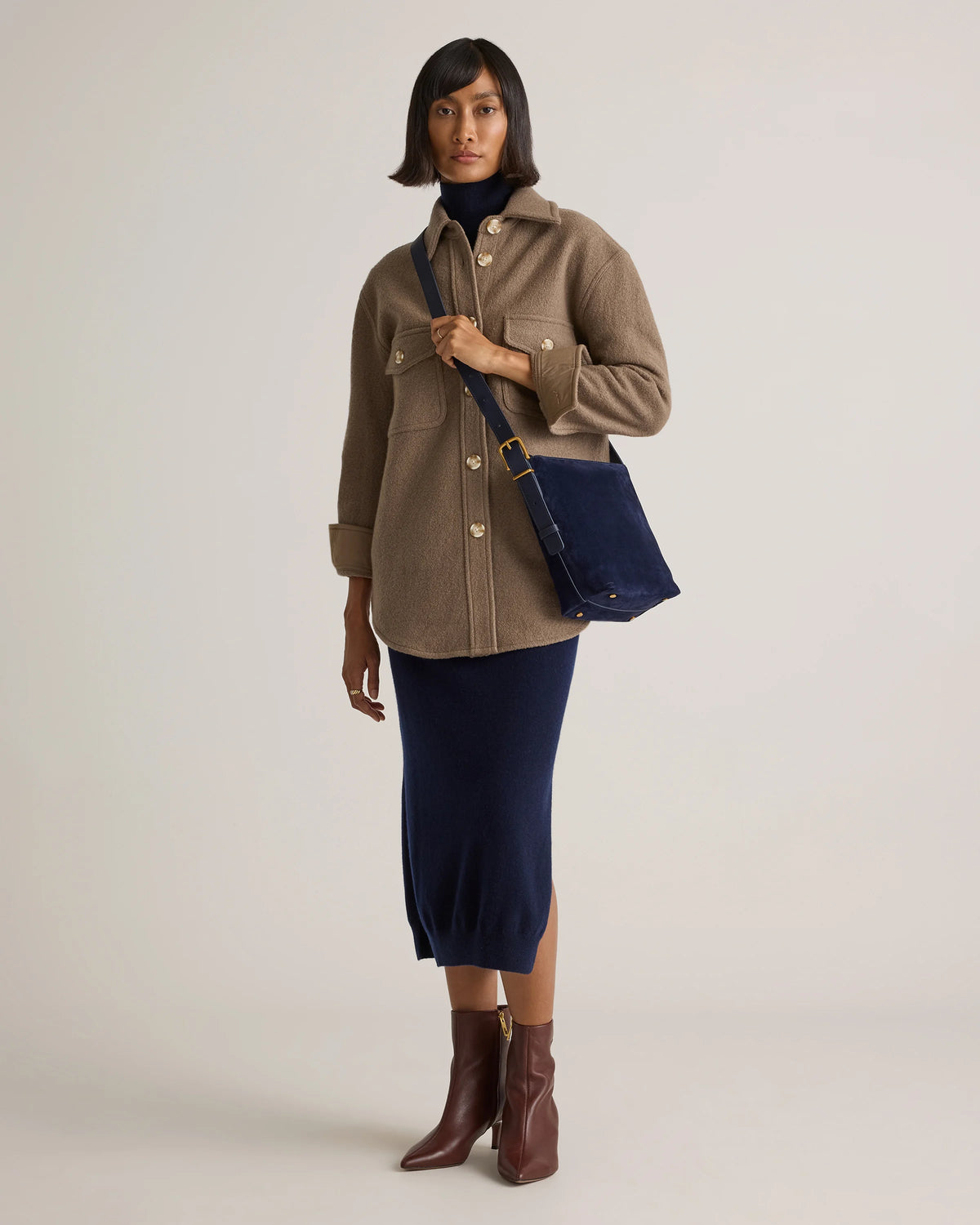 Italian Suede Bucket Crossbody - One Size / Sand