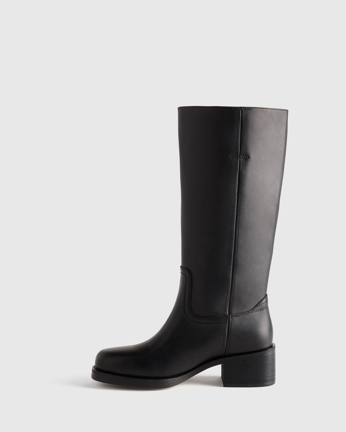 Italian Leather Block Heel Boot - 5 / Chestnut