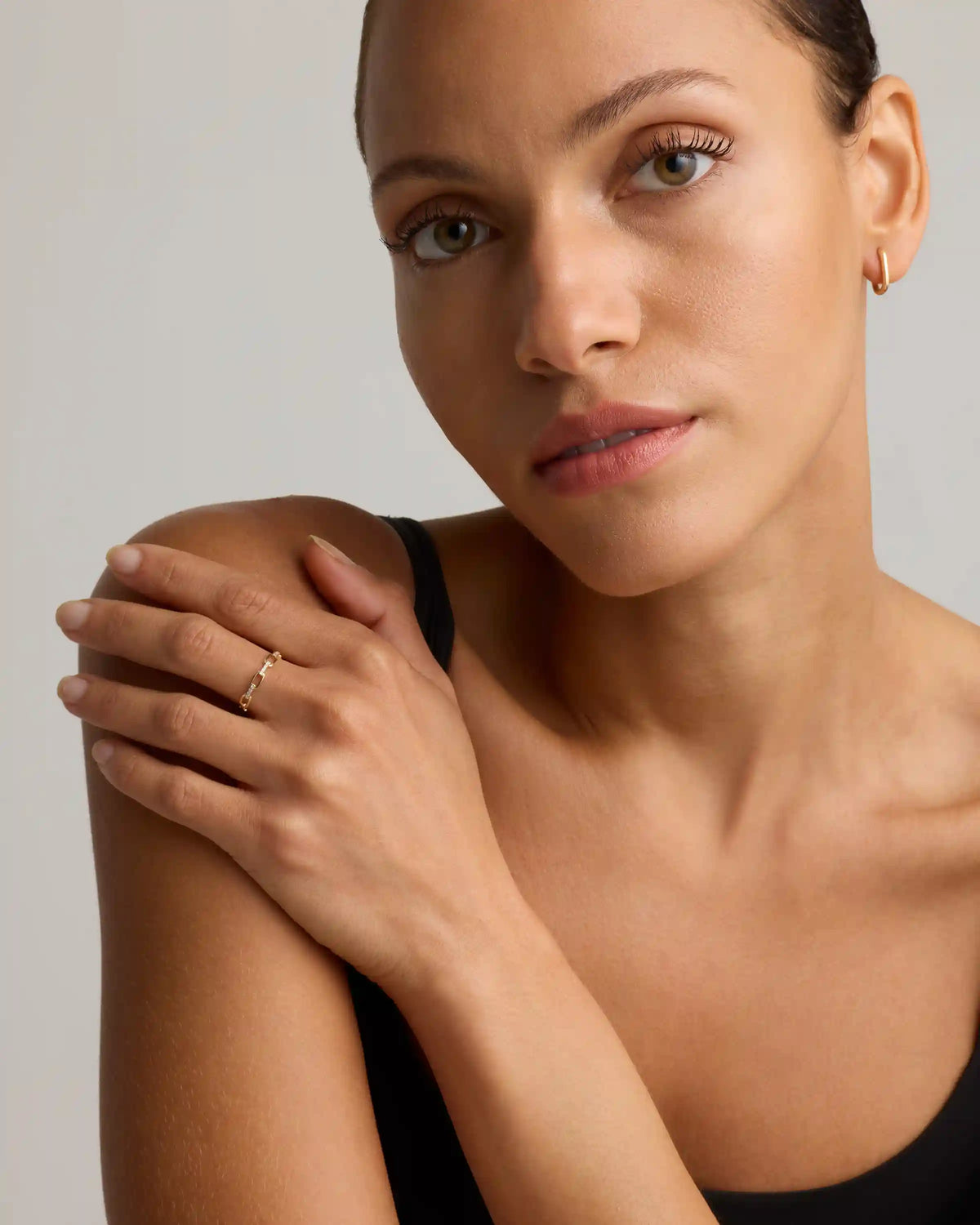 14K Gold Diamond Paperclip Link Ring
