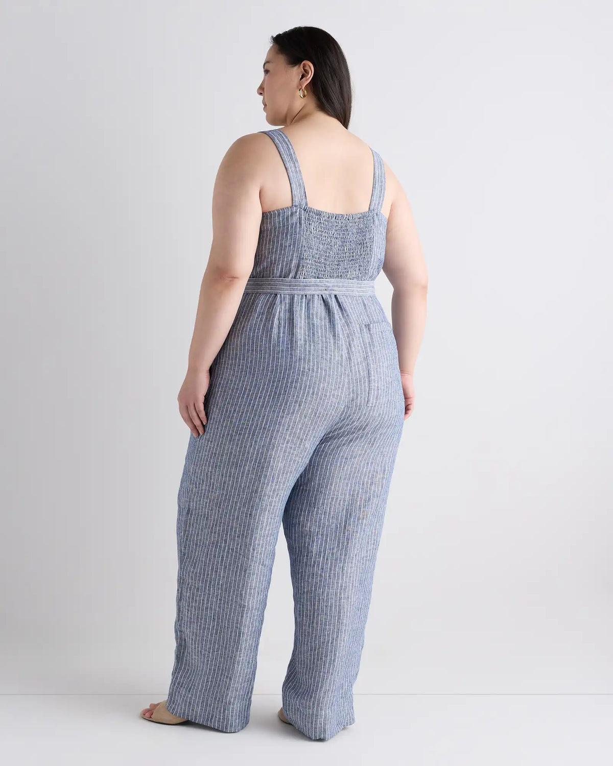 100% European Linen Square Neck Jumpsuit