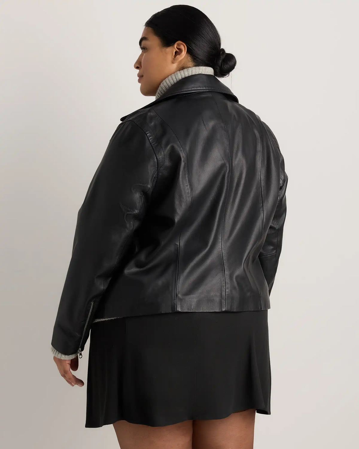 100% Washed Leather Biker Jacket