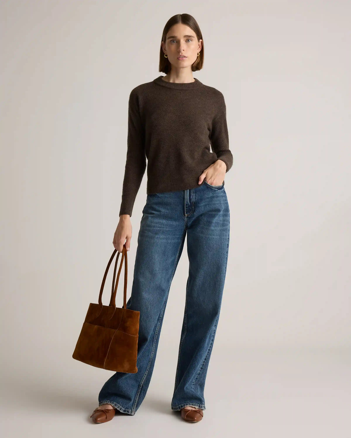 Baby Alpaca-Wool Diamond Stitch Crew