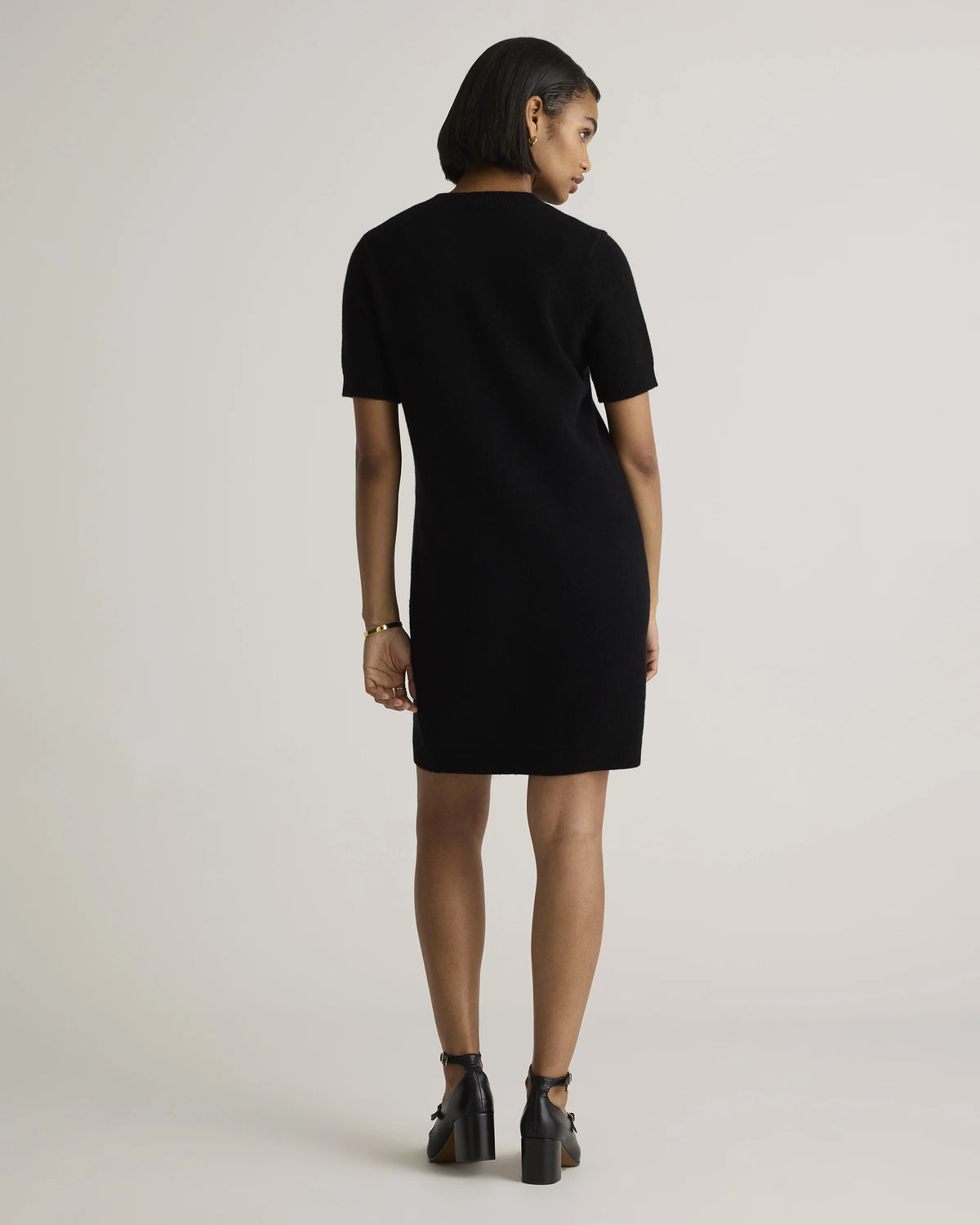 Mongolian Cashmere Short Sleeve Mini Dress - XS / Faded Denim