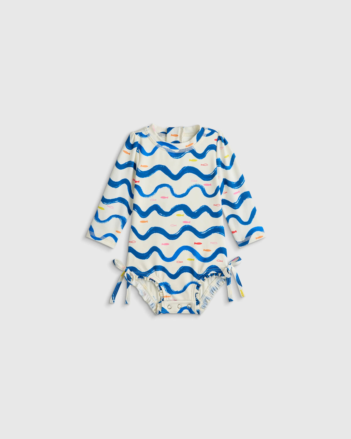 Long Sleeve Tie One-Piece Swimsuit - 0-3M / Soft Ditsy Floral