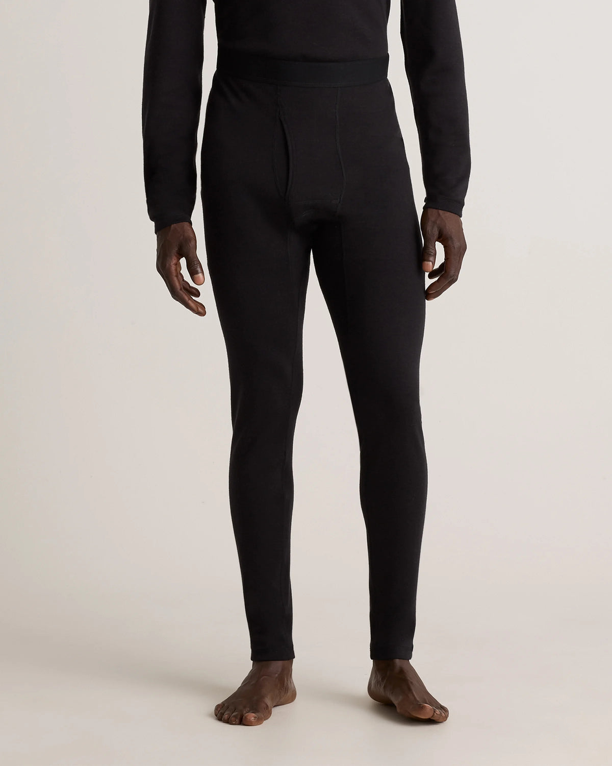 100% Merino Wool Cold Weather Base Layer Bottoms - S / Black