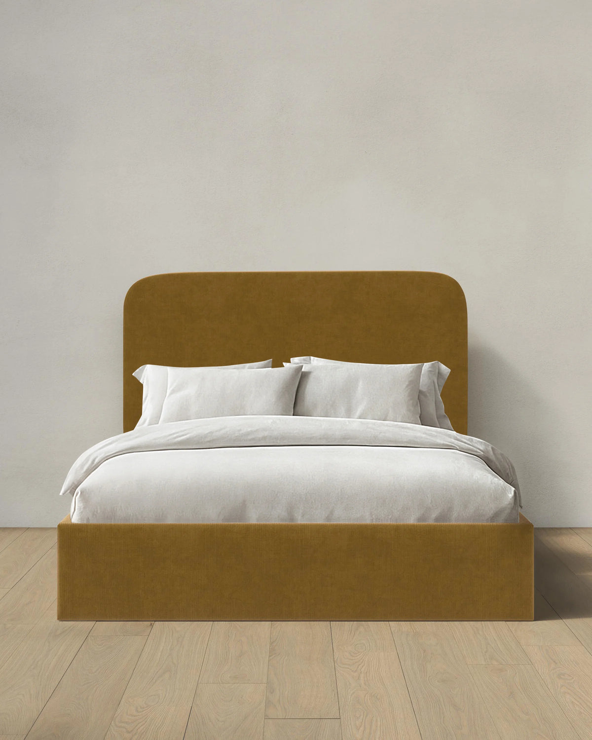 Curved Bed in Performance Velvet - Full / Walnut