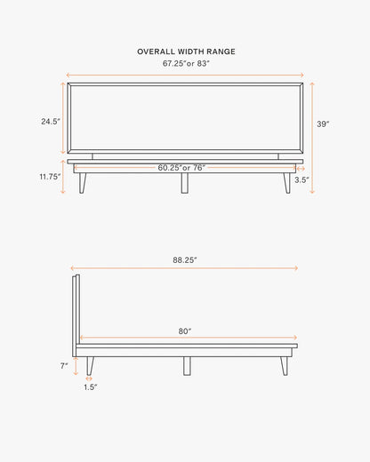 Solid Wood Midcentury Platform Bed - Queen / Chestnut Ash
