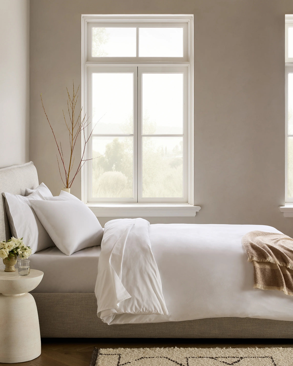 Organic Crisp Percale Deluxe Bedding Bundle - Twin / White