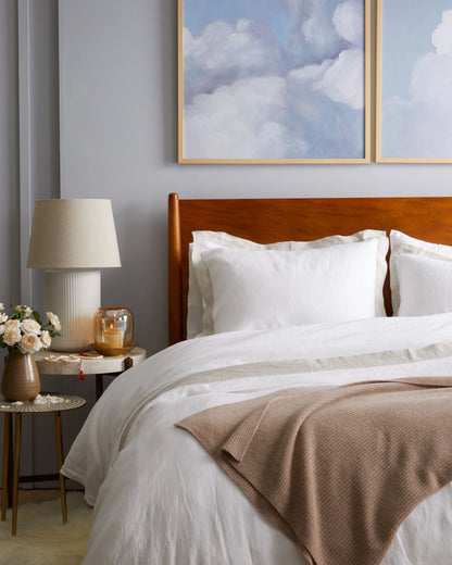 European Linen Bordered Sham Set - Standard / Bordered Flax