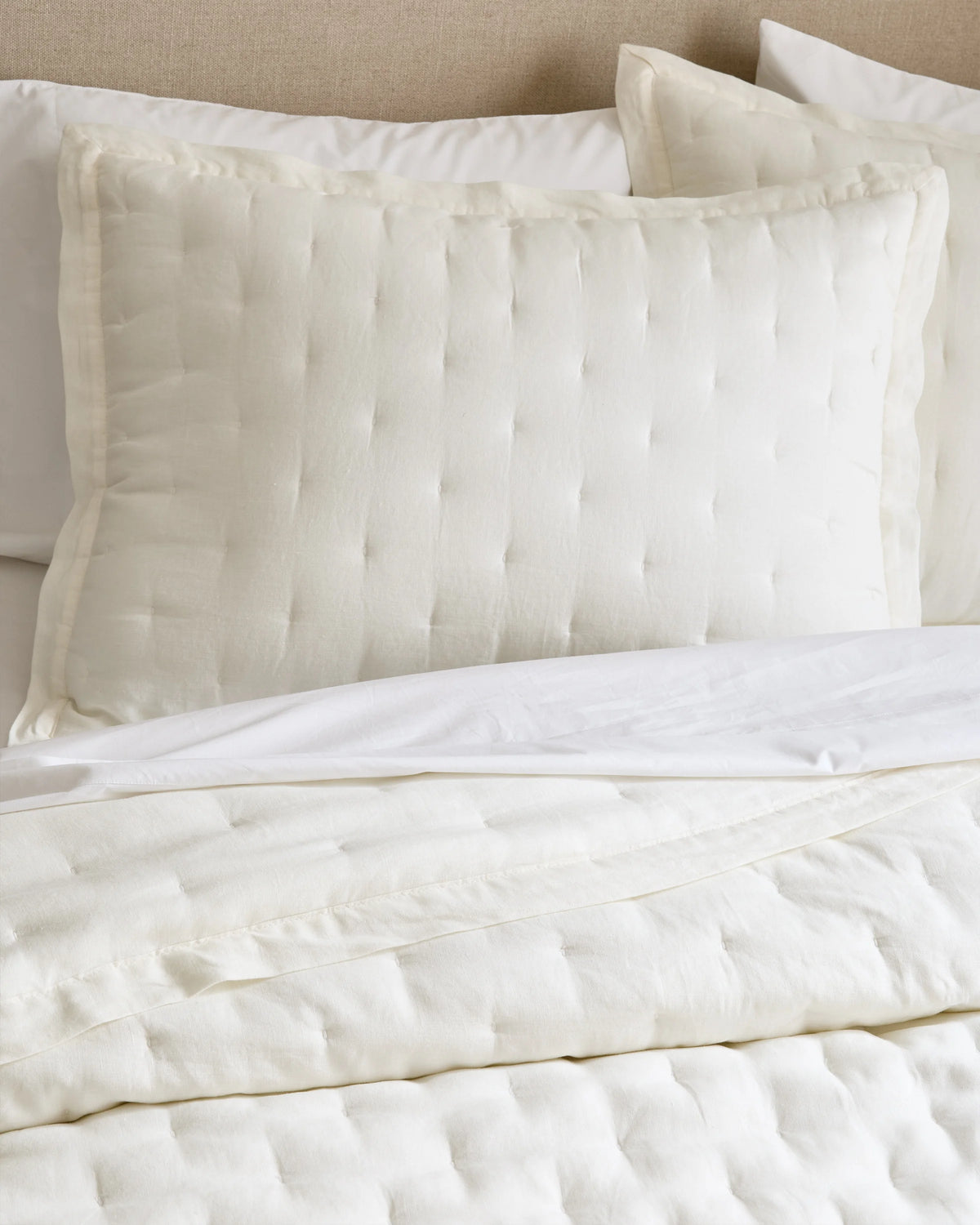 European Linen Dream Quilt Set - Twin / Dusty Olive