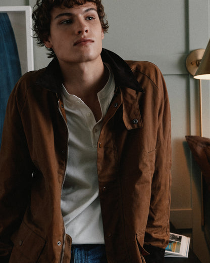 Organic Waxed Cotton Barn Jacket - S / Rustic Olive