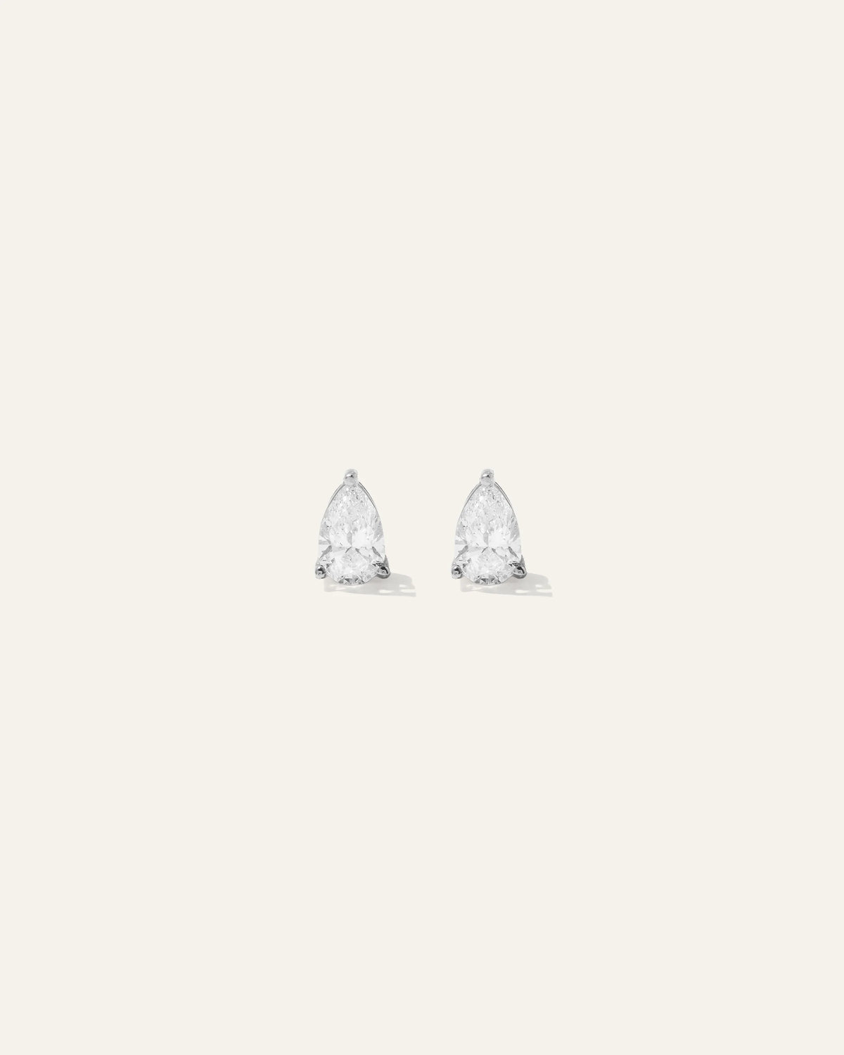 14k Gold Lab Grown Diamond Pear Solitaire Studs - 1ctw - One Size / White Gold
