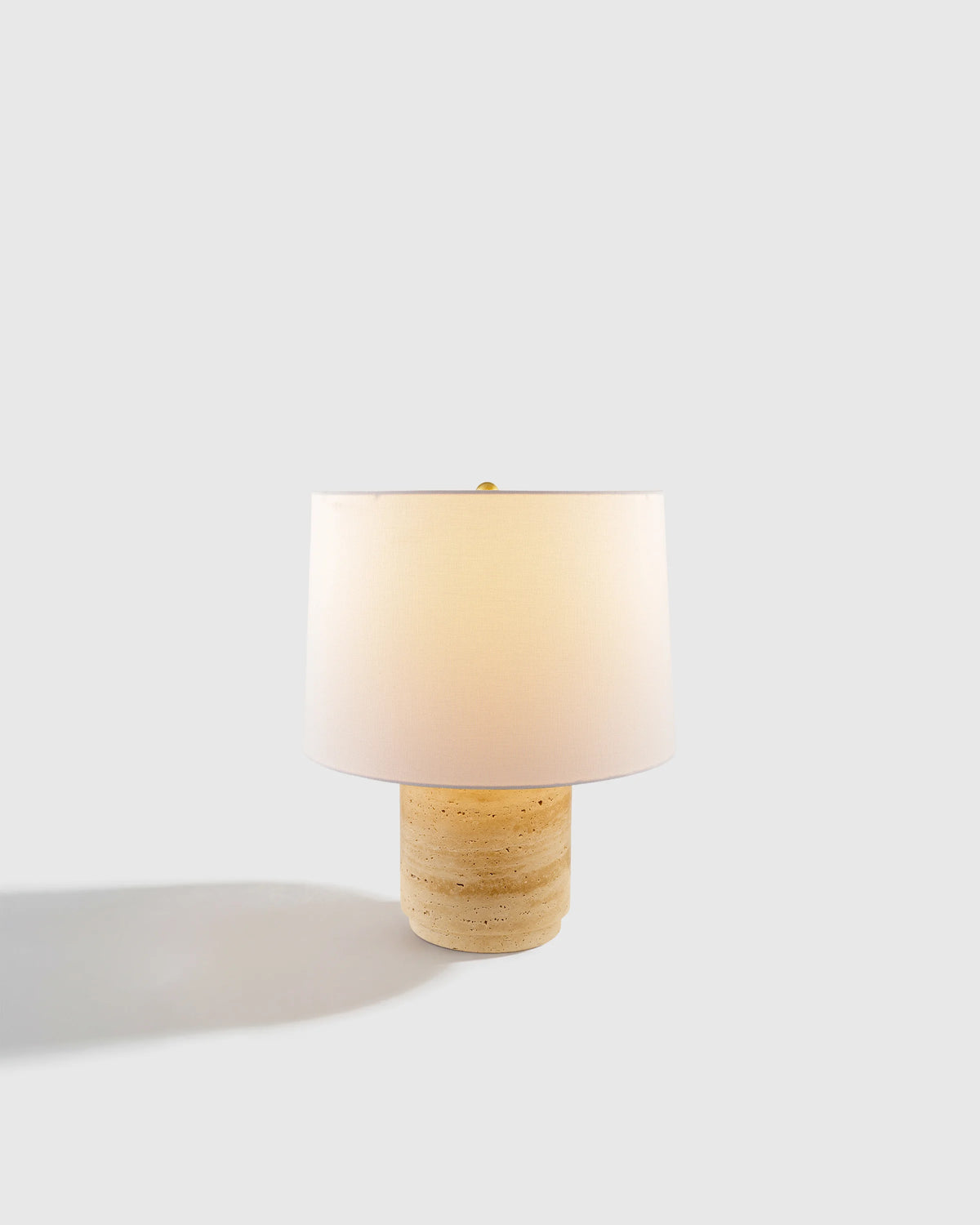 Wide Travertine Table Lamp - One Size / Beige