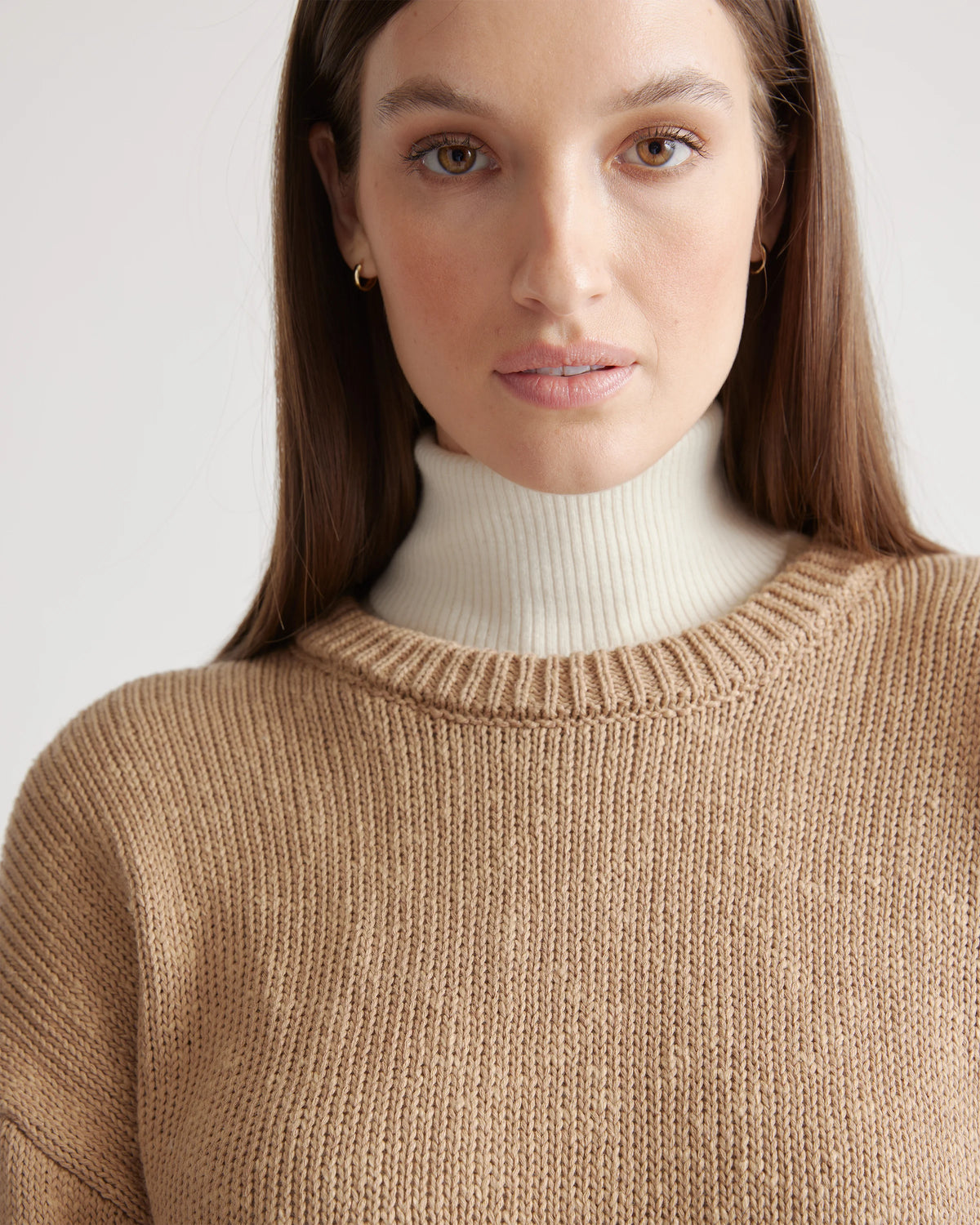 Cotton Linen Oversized Crew Sweater - XS / Dark Mauve
