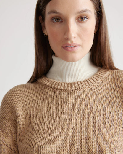 Cotton Linen Oversized Crew Sweater - XS / Dark Mauve