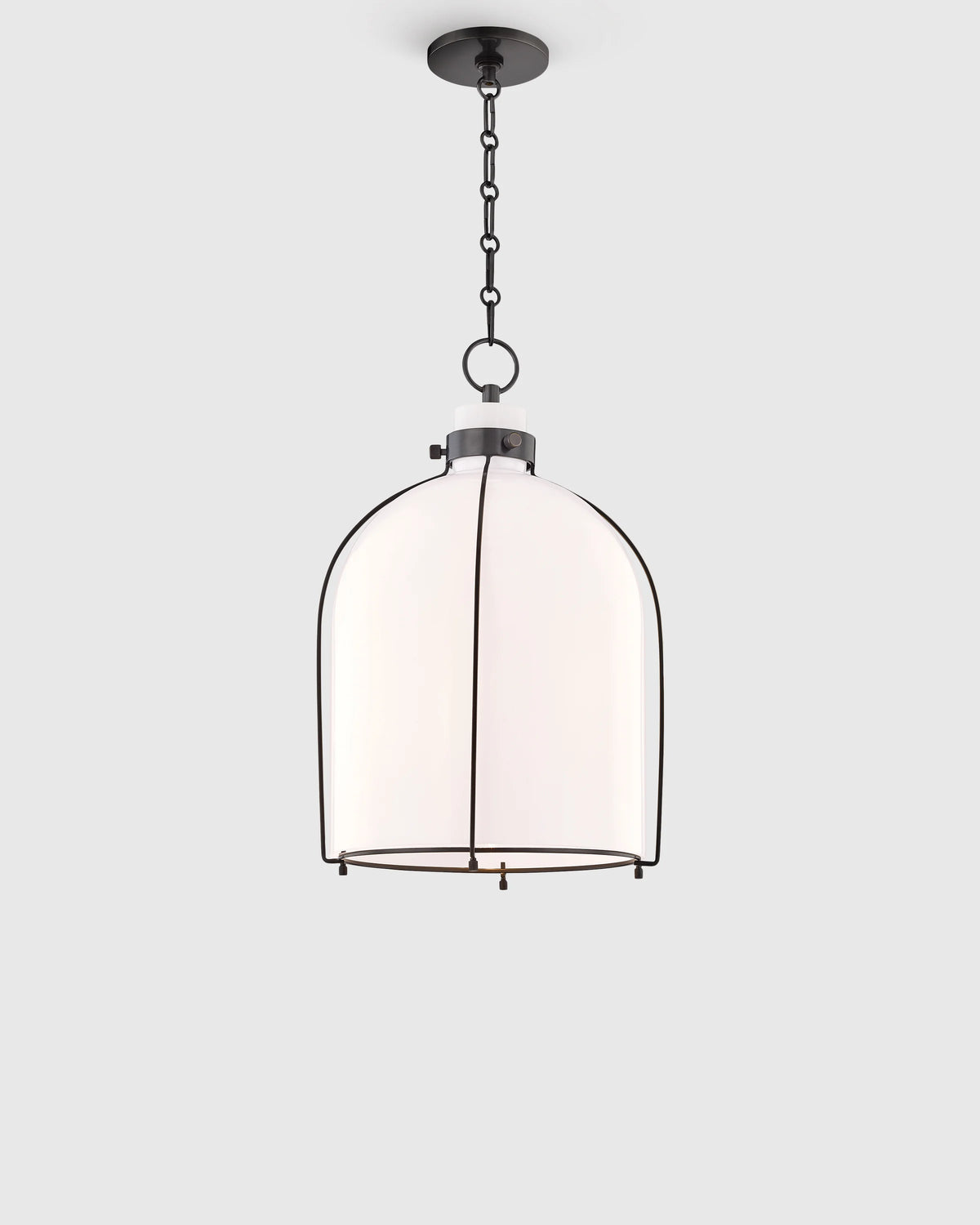Iron and Opal Glass Bell Pendant Light - One Size / Brass