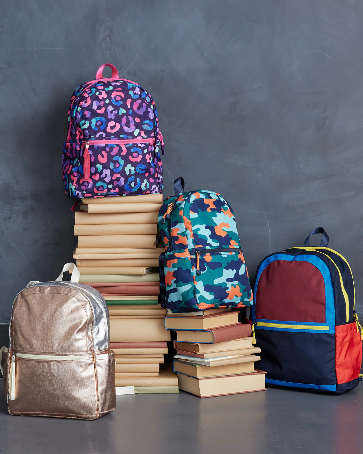 Recycled Double Pocket Backpack - One Size / Rainbow Clouds