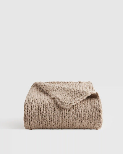 Chunky Hand Knit Wool Throw
