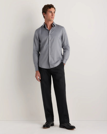 Supima Cotton Herringbone Dress Shirt - S / Blue Stripe