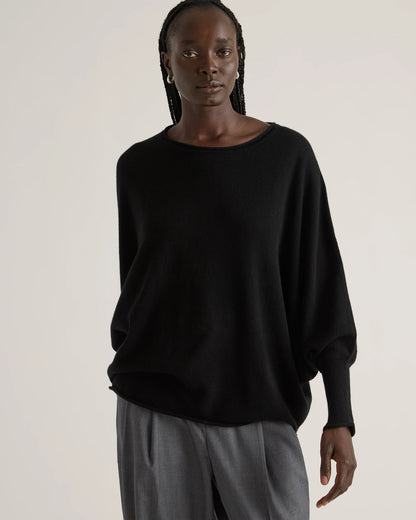 Mongolian Cashmere Batwing Sweater - S/M / Black