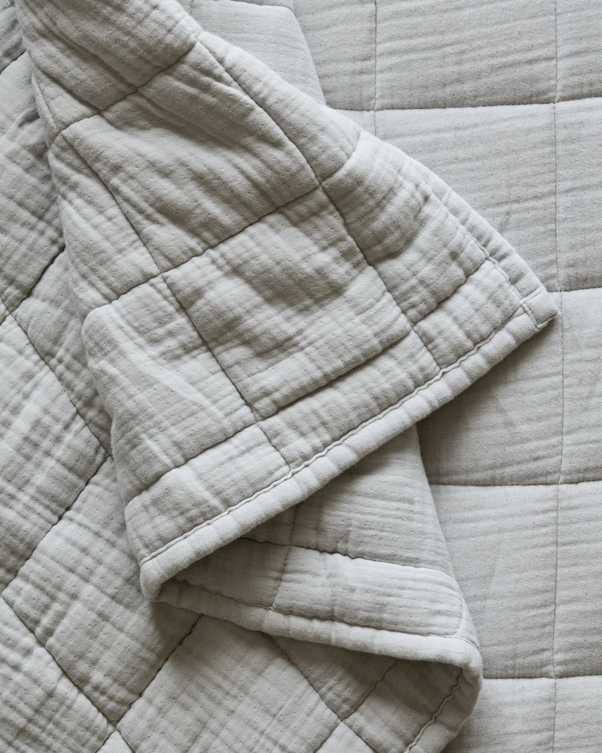 Organic Cotton Gauze Box Quilt Set - Twin / Mineral