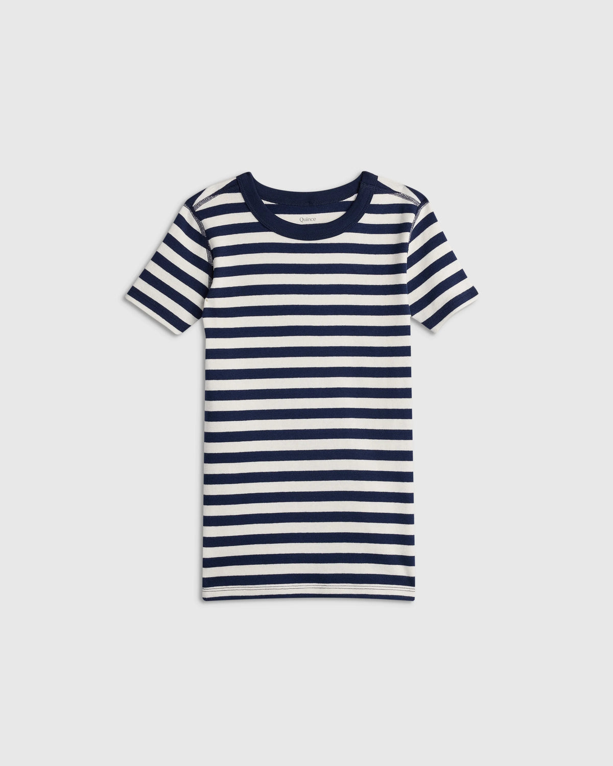100% Organic Cotton Short Sleeve and Shorts Pajama Set - 6 / Navy Stripe