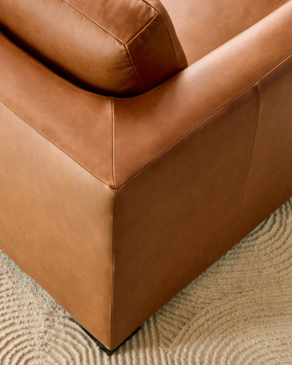 Sierra Curved Arm Accent Chair in Leather - One Size / Scotch