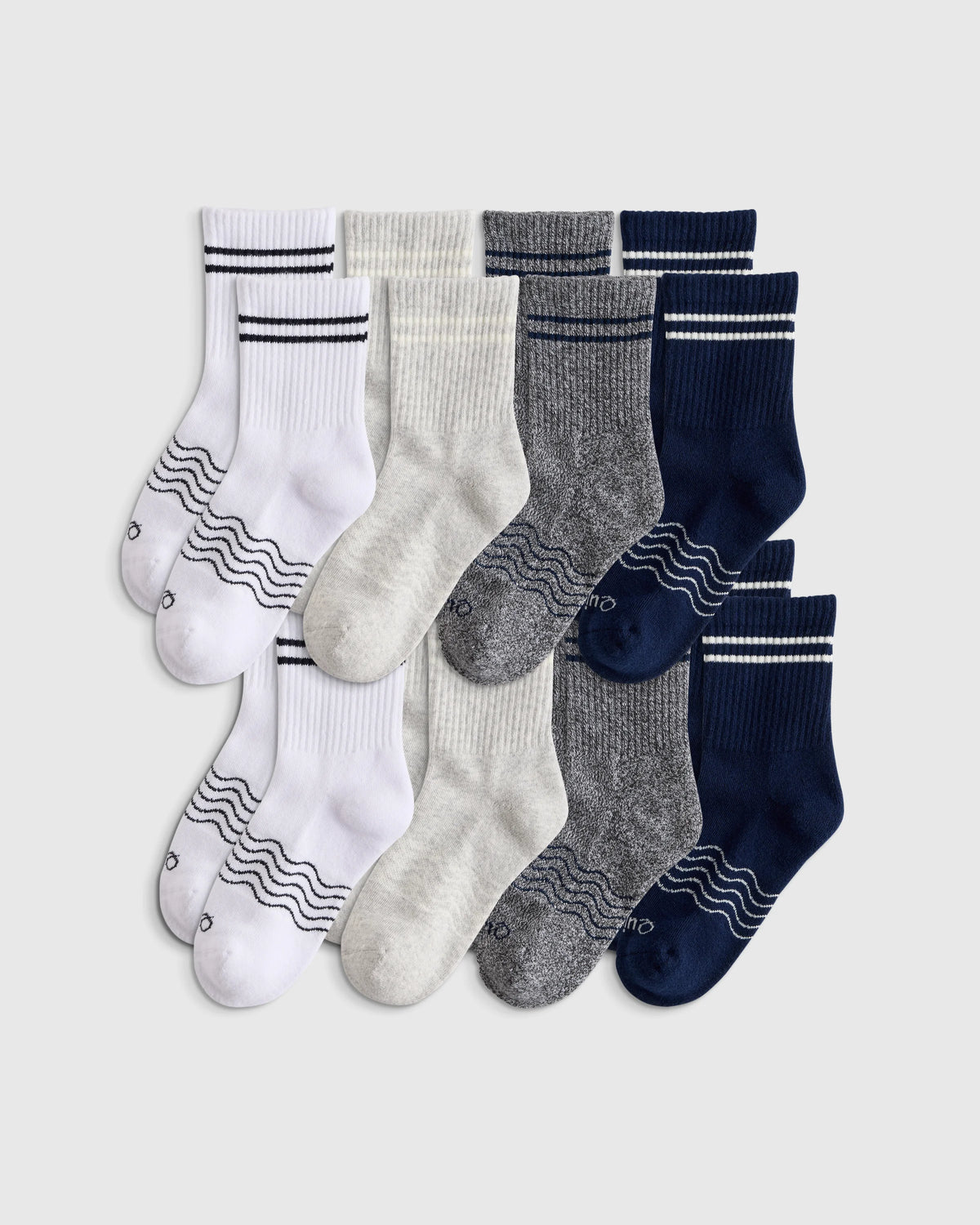 Kids Organic Cotton Quarter Crew Socks 8-Pack - S / White