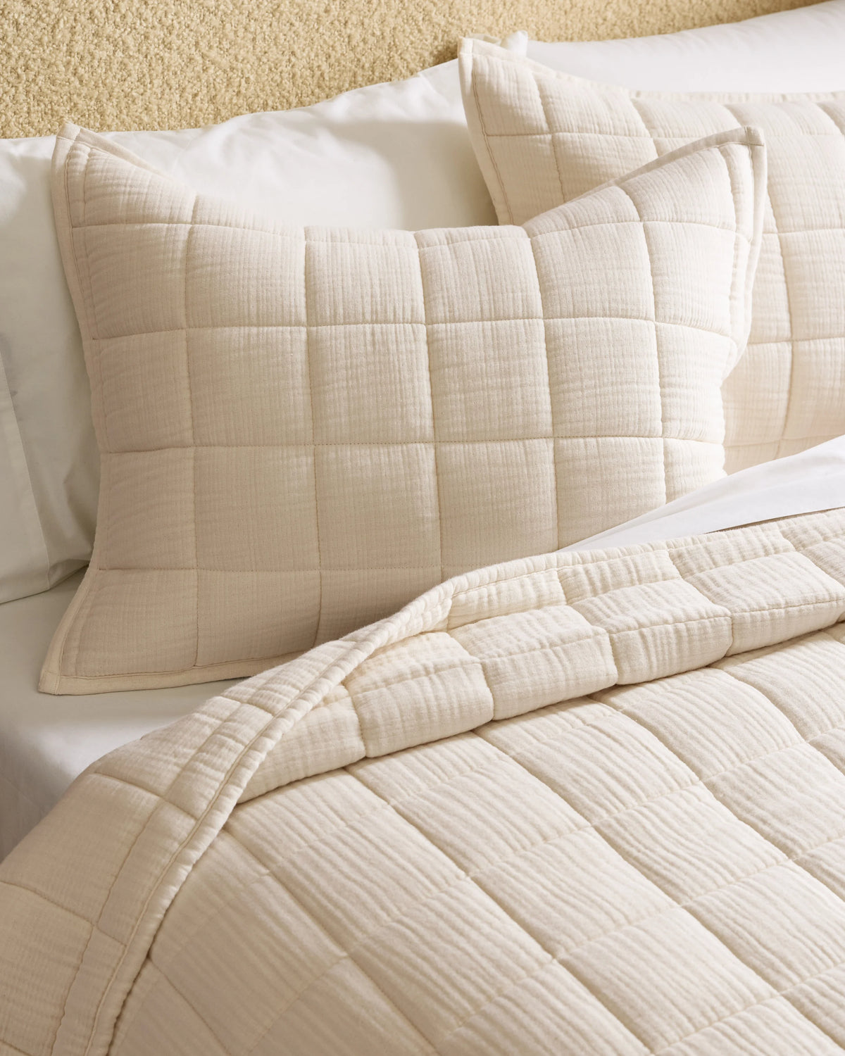 Organic Cotton Gauze Box Quilt Sham Set - Standard / Mineral