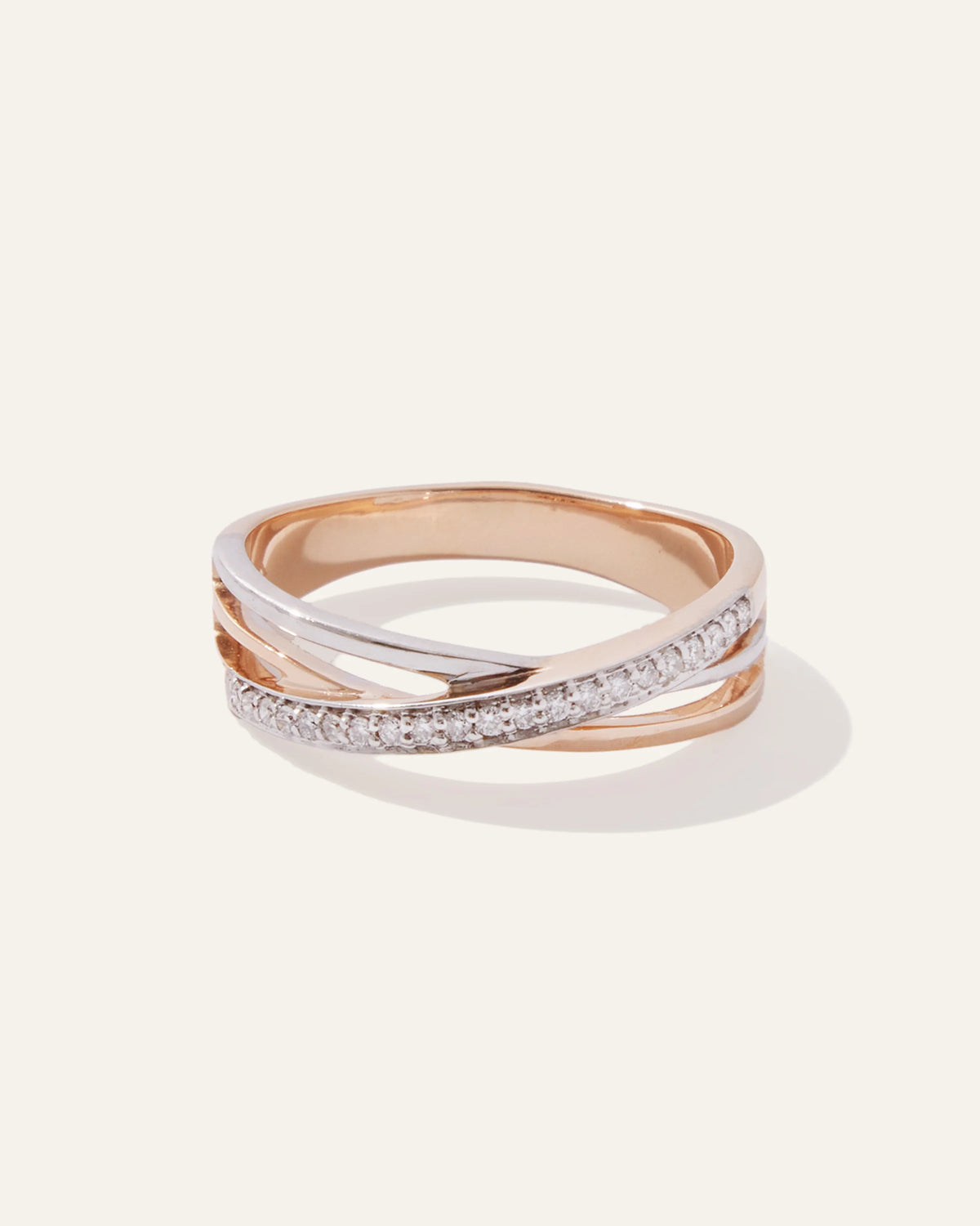 14K Gold Diamond Orbit Ring - 4 / Rose Gold