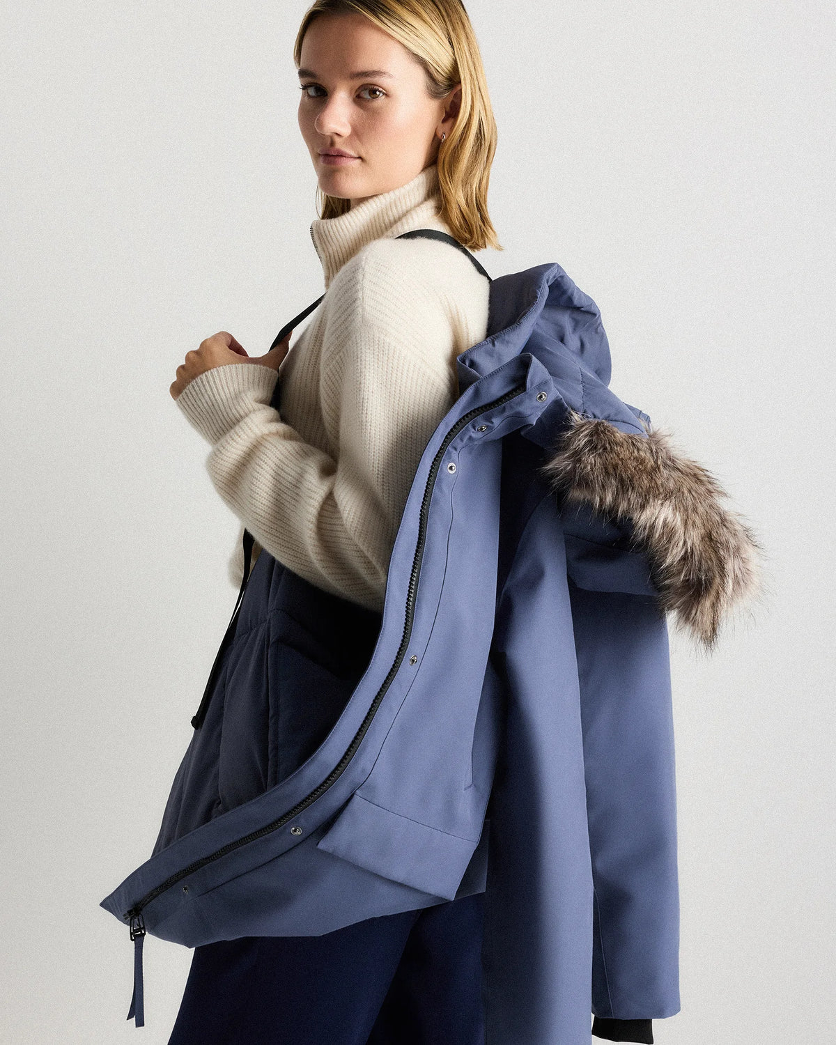 Responsible Down Hooded Long Parka - XS / Storm Blue