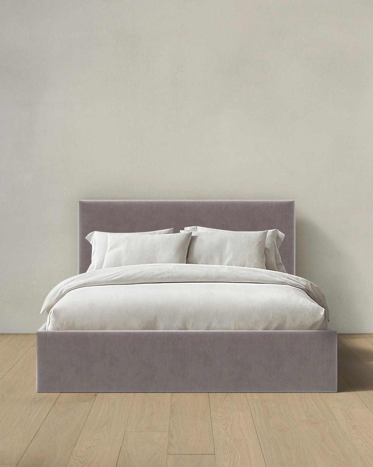 Square Bed in Performance Velvet - Full / Chocolate