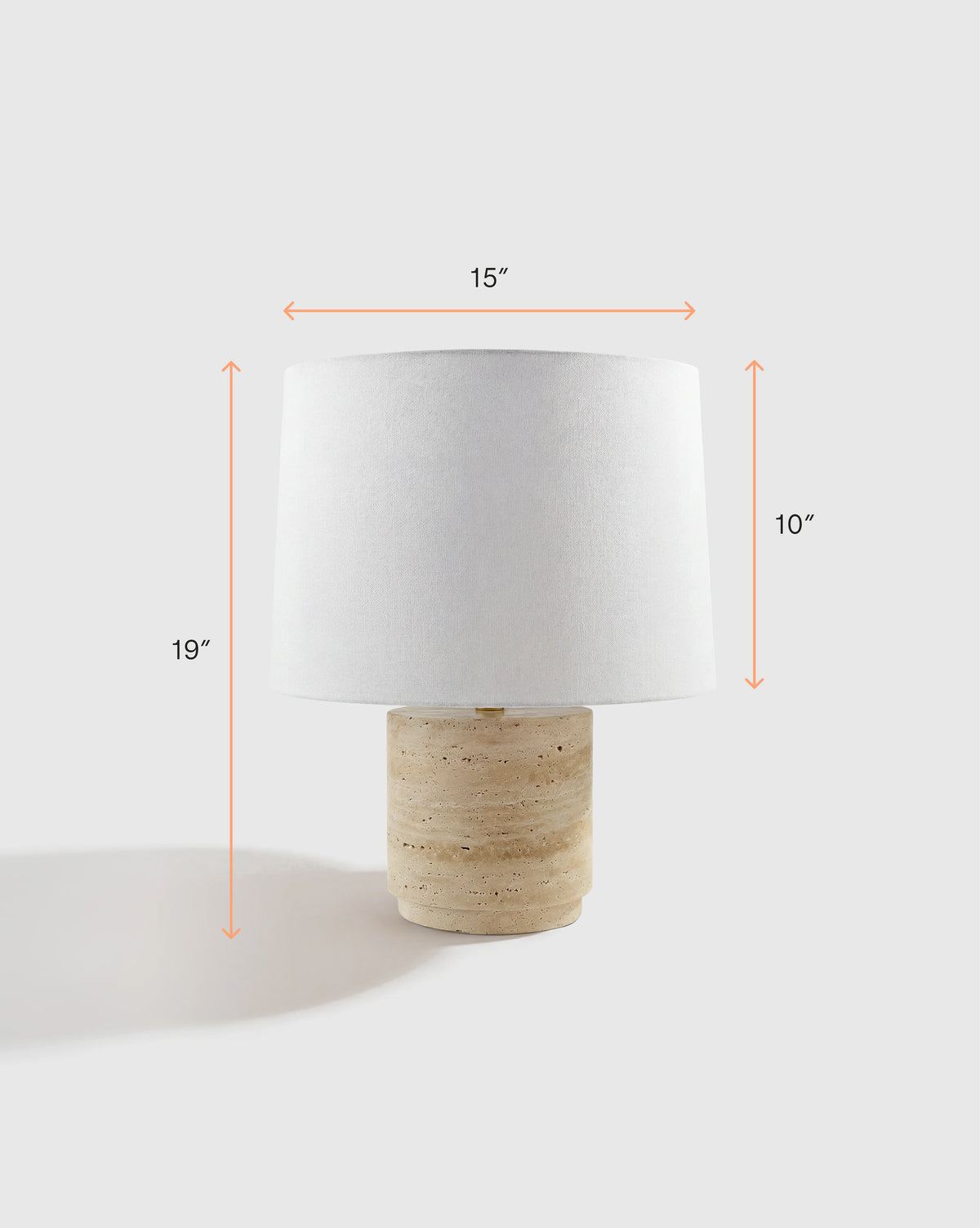 Wide Travertine Table Lamp - One Size / Beige