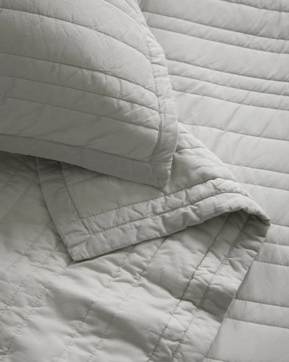 Organic Cotton Stripe Stitch Quilt Set - Twin / White