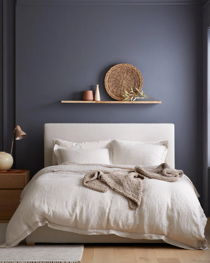 European Linen Double Flange Duvet Cover Set - Twin / Dusty Olive