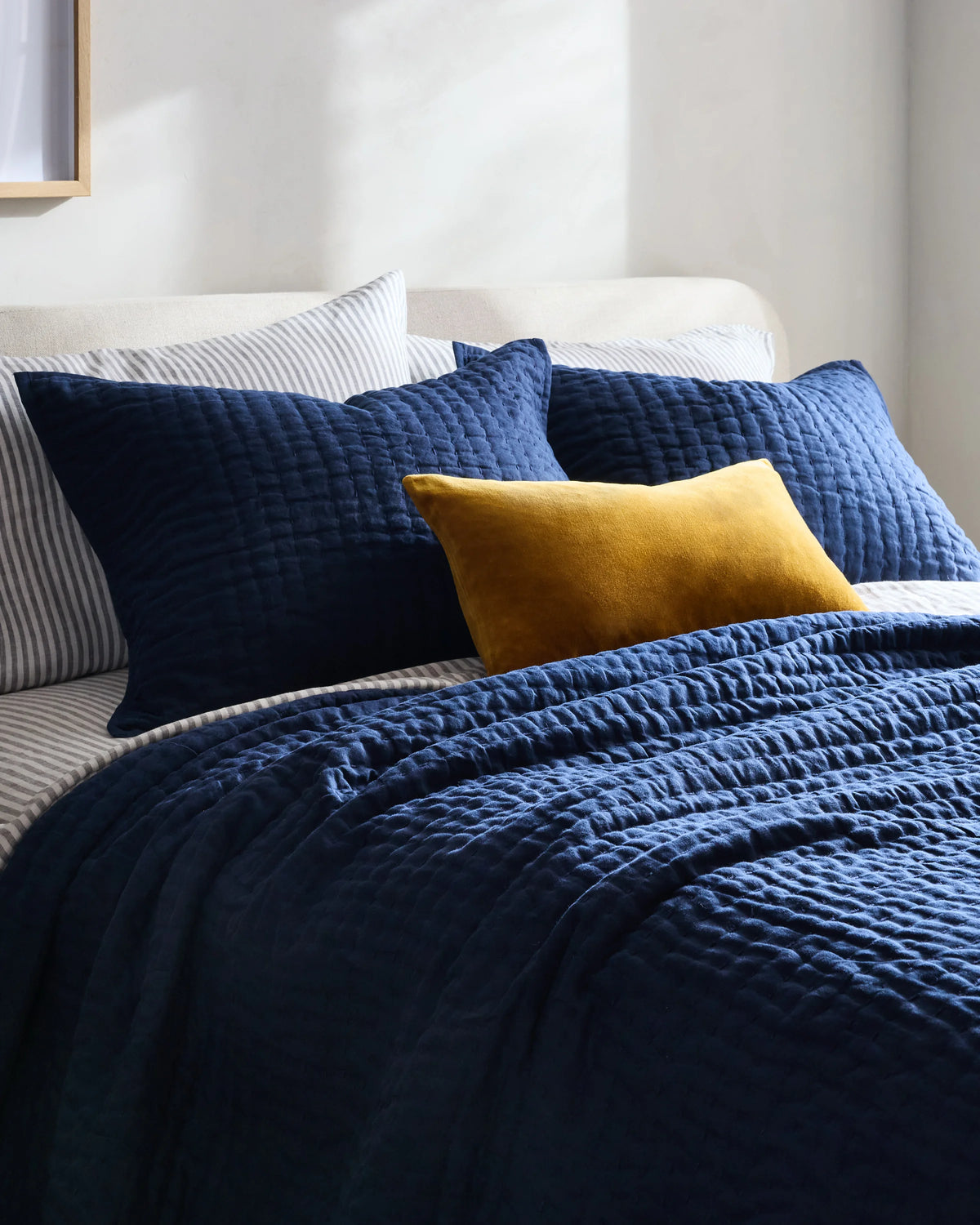 European Linen Cotton Stitch Sham Set - Standard / Stone