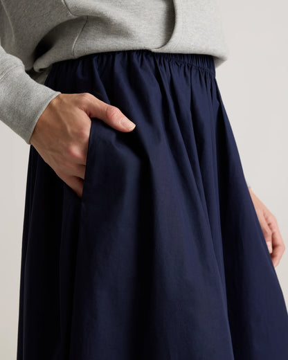 100% Organic Cotton Poplin A-line Maxi Skirt - XS / Classic White