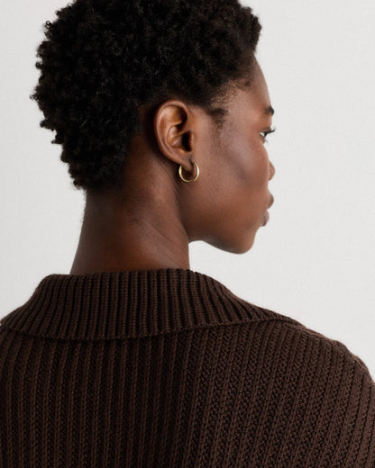 Australian Merino Wool Collared Cable Cardigan - XS / Coffee Bean Brown