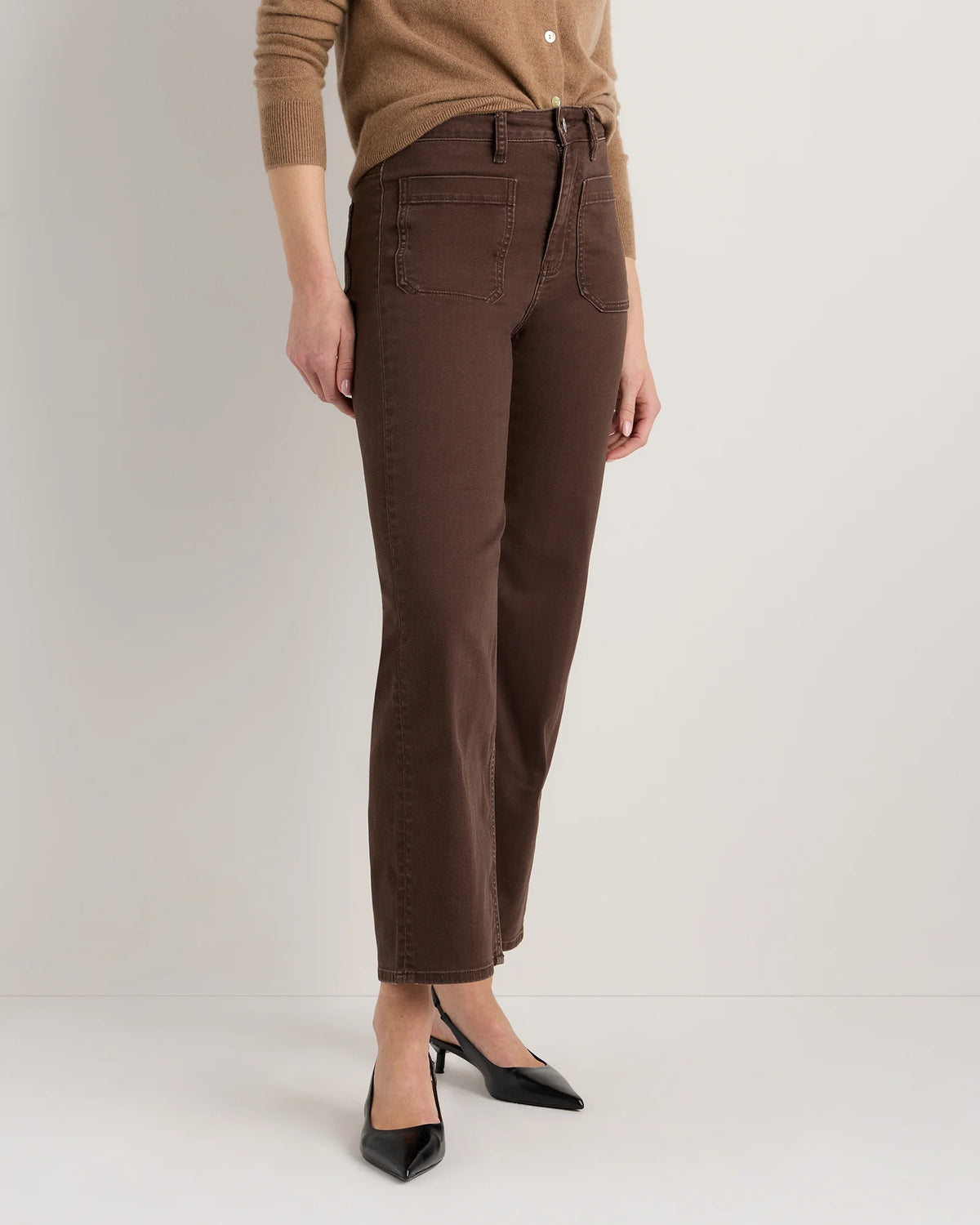 Bella Stretch Patch Pocket Wide Leg Jeans - 24 / Deep Sea Blue