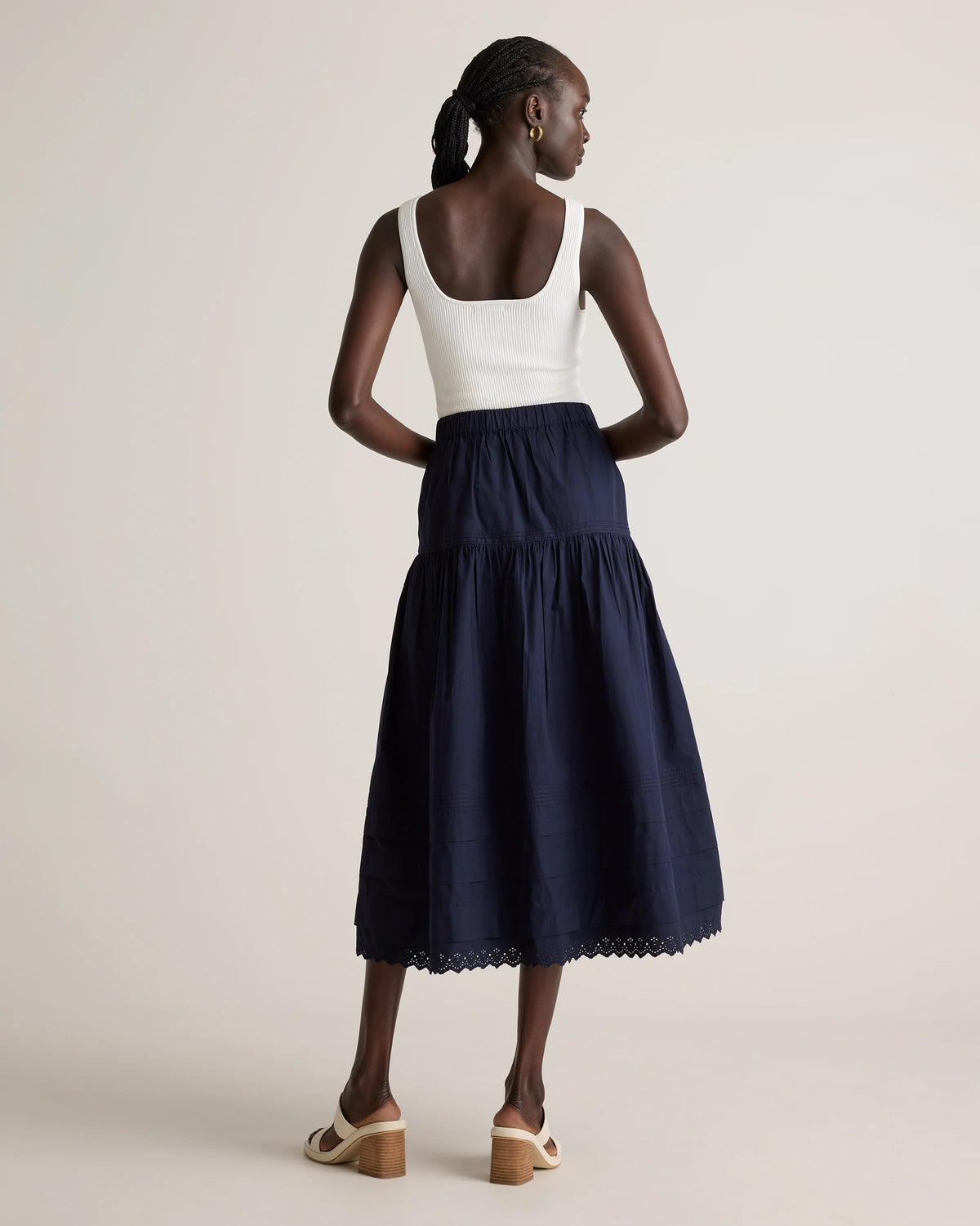 100% Organic Cotton Poplin Pintuck Maxi Skirt - XS / Black