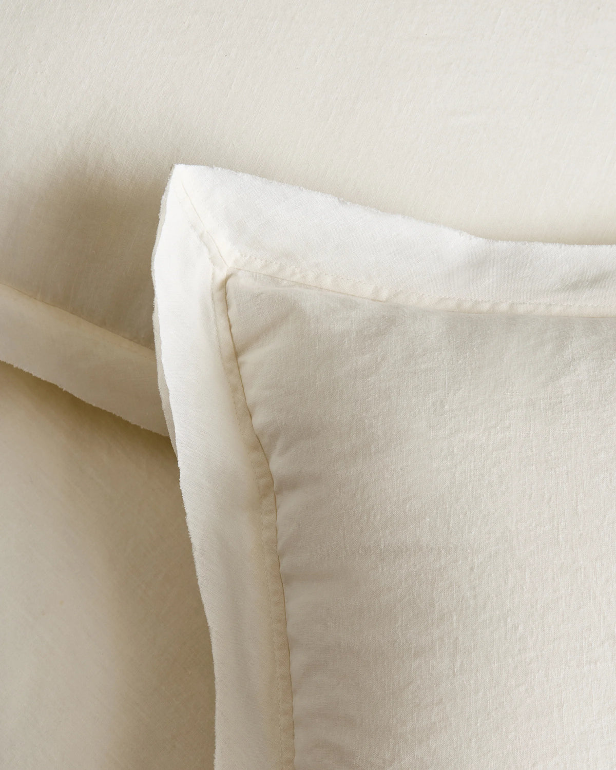 European Linen Double Flange Duvet Cover Set - Twin / Dusty Olive