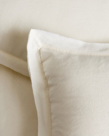 European Linen Double Flange Duvet Cover Set - Twin / Dusty Olive