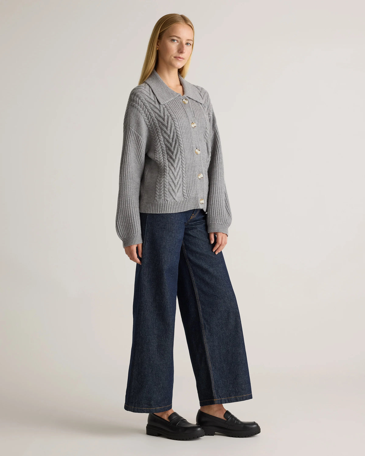 Australian Merino Wool Collared Cable Cardigan - XS / Coffee Bean Brown