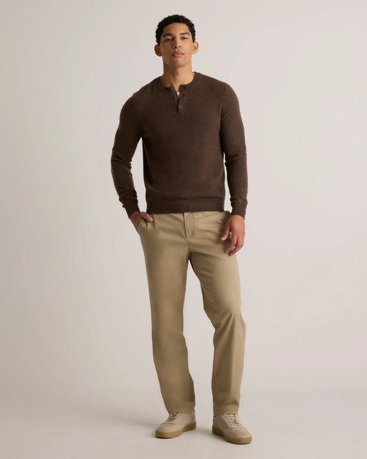 Mongolian Cashmere Henley Sweater - S / Brown