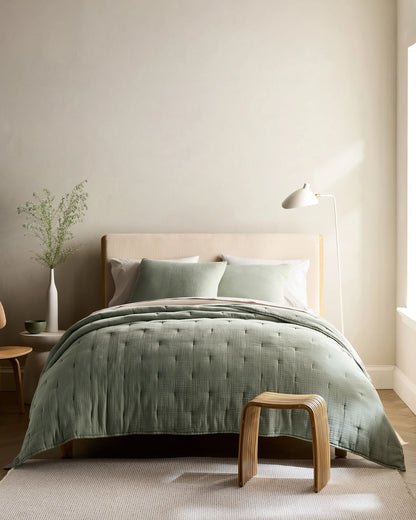 Organic Cotton Gauze Dream Quilt - Twin / Dried Sage