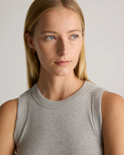 Organic Cotton Micro-Rib Cropped Cutaway Tank - XS / Heather Oatmeal