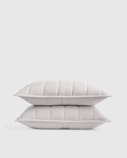 Organic Cotton Gauze Box Quilt Sham Set - Standard / Mineral