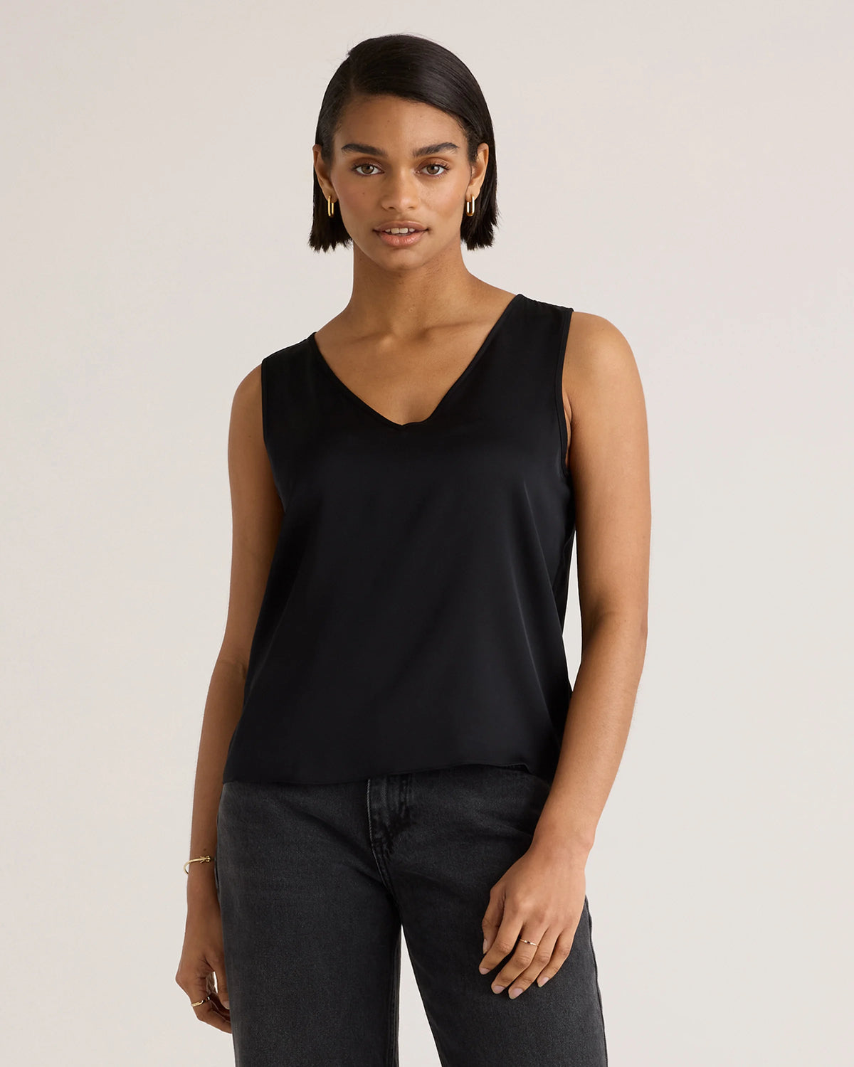 Washable Stretch Silk Tank - XS / Navy